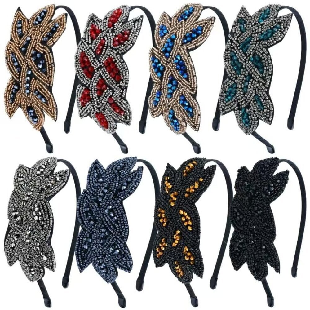 Vintage Crystal Beaded Headbands 8 Pack Women Girls Teens Kids Accessories